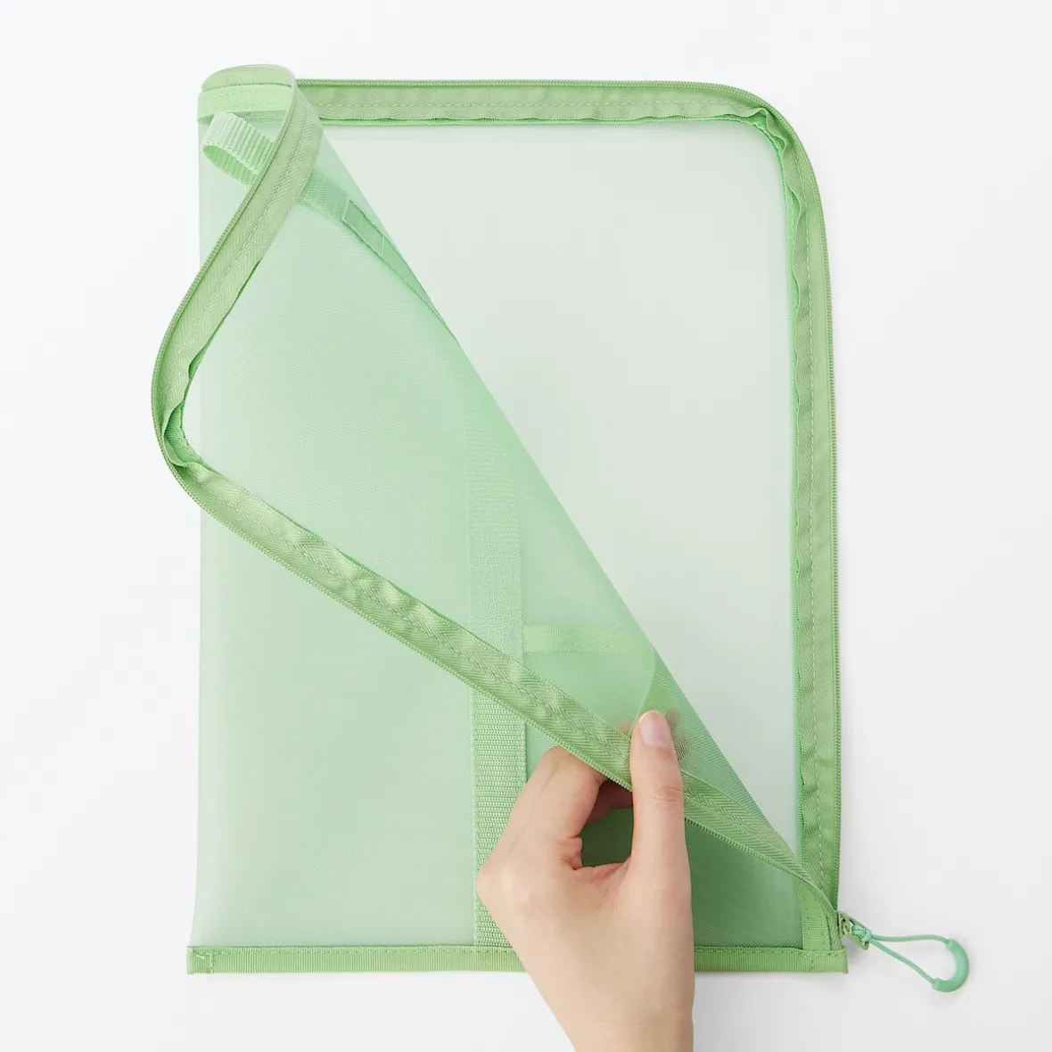 New Muji Carpeta de malla de nylon con cremallera - A4, Verde One Colour