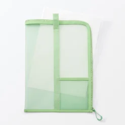 New Muji Carpeta de malla de nylon con cremallera - A4, Verde One Colour