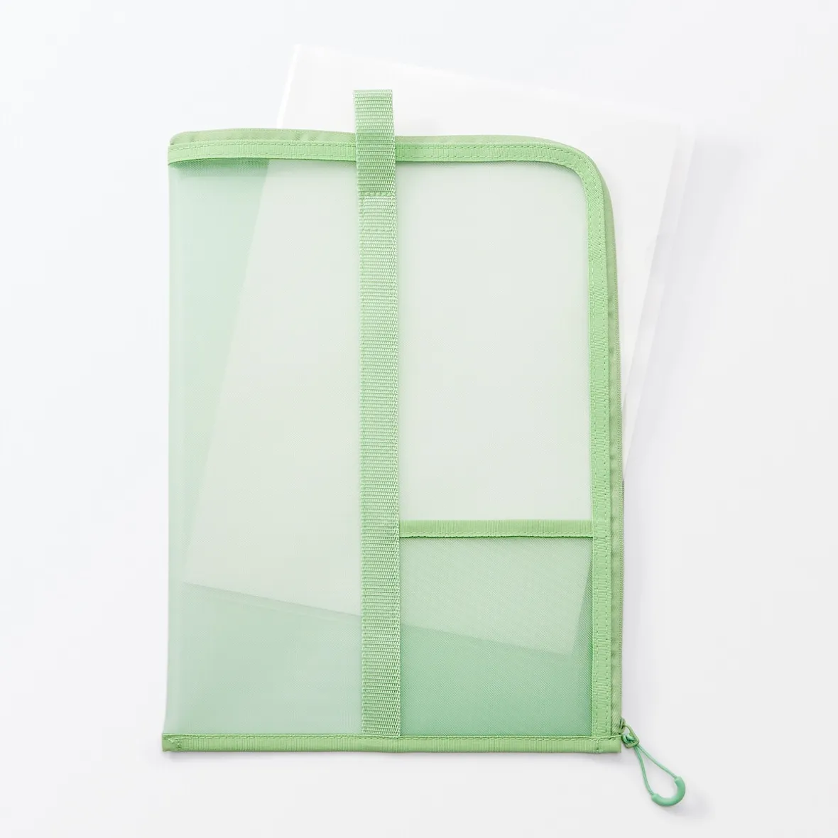 New Muji Carpeta de malla de nylon con cremallera - A4, Verde One Colour