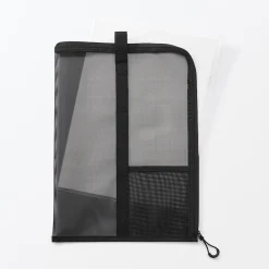 Sale Muji Carpeta de malla de nylon con cremallera - A4, Negro