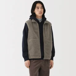 New Muji Chaleco de forro polar de poliéster reciclado para hombre