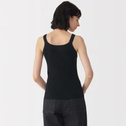 Online Muji Chaleco de punto de canalé y algodón de alta torsión para mujer