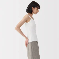 Online Muji Chaleco de punto de canalé y algodón de alta torsión para mujer