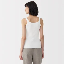 Online Muji Chaleco de punto de canalé y algodón de alta torsión para mujer