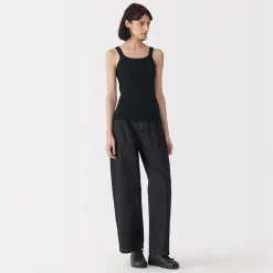 Online Muji Chaleco de punto de canalé y algodón de alta torsión para mujer