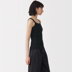 Online Muji Chaleco de punto de canalé y algodón de alta torsión para mujer