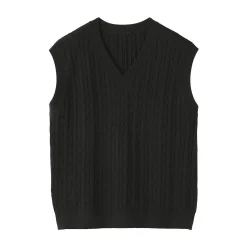 Hot Muji Chaleco de trenza de punto en mezcla de algodón para mujer