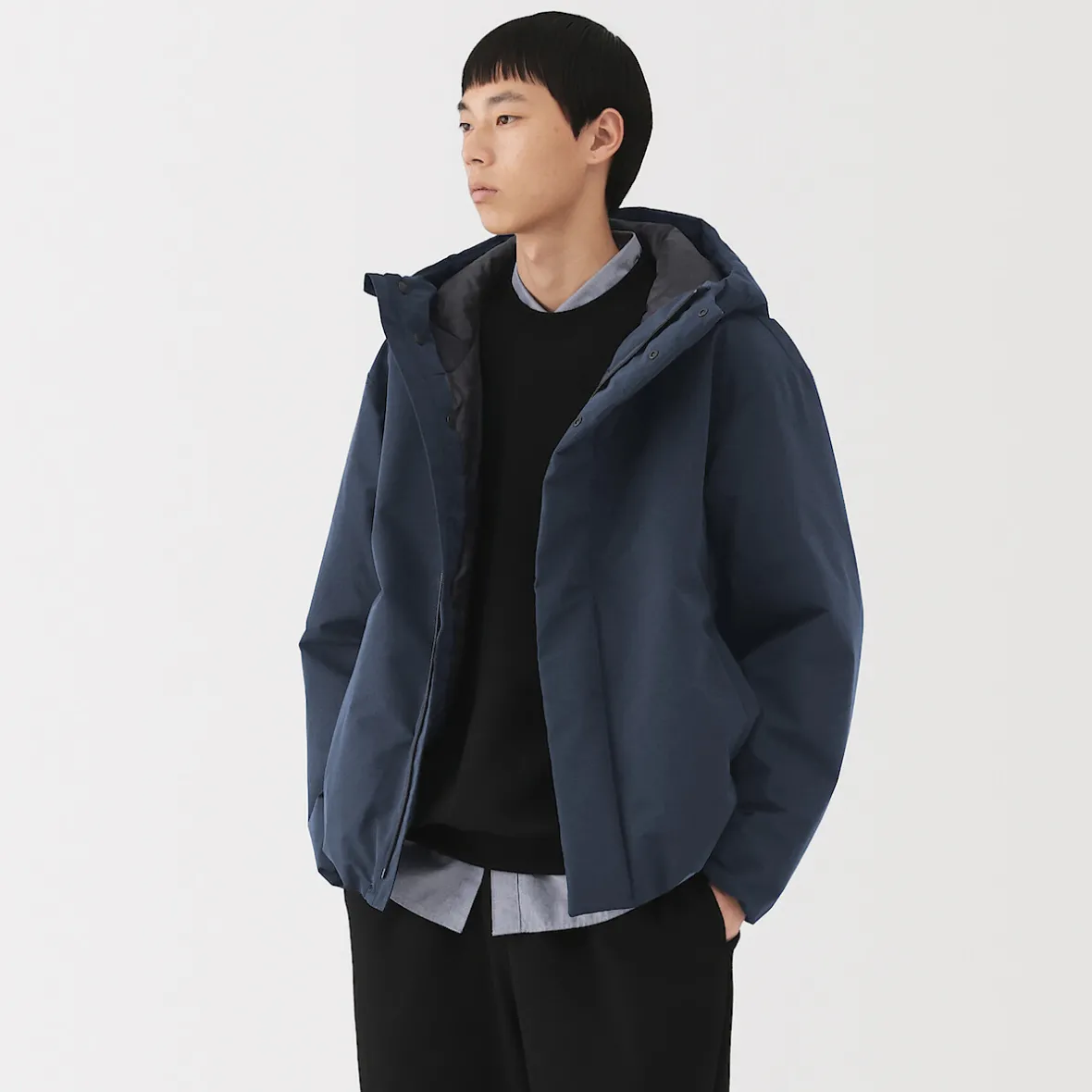New Muji Chaqueta acolchada con capucha para hombre