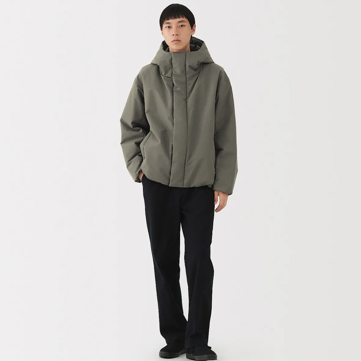 New Muji Chaqueta acolchada con capucha para hombre