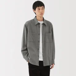 New Muji Chaqueta camisera de franela con acabado pulido