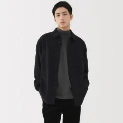 New Muji Chaqueta camisera de franela con acabado pulido