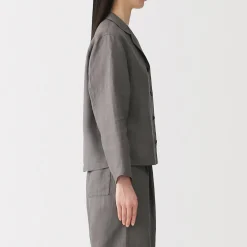 Muji Chaqueta camisera de lino lavado para mujer