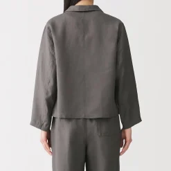 Muji Chaqueta camisera de lino lavado para mujer