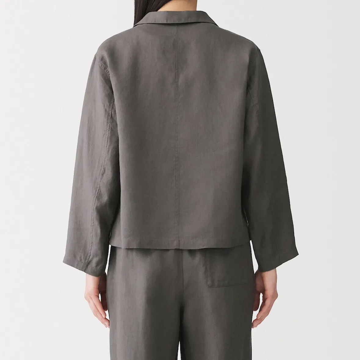 Muji Chaqueta camisera de lino lavado para mujer