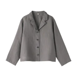 Muji Chaqueta camisera de lino lavado para mujer