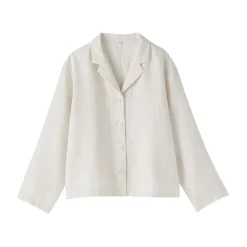 Muji Chaqueta camisera de lino lavado para mujer