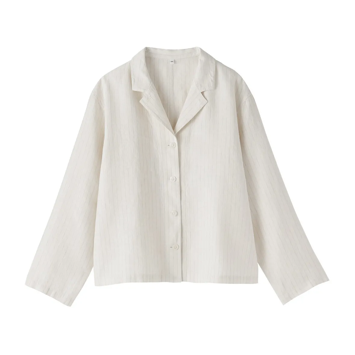 Muji Chaqueta camisera de lino lavado para mujer
