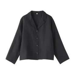 Muji Chaqueta camisera de lino lavado para mujer