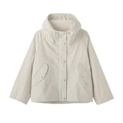 Muji Chaqueta con capucha de algodón ligero para mujer