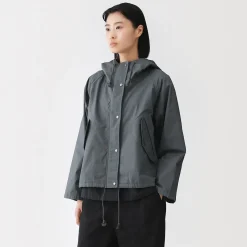 Muji Chaqueta con capucha de algodón ligero para mujer