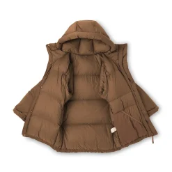 Outlet Muji Chaqueta con capucha de plumón para hombre – Marrón moka Marrón Moca