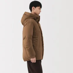 Outlet Muji Chaqueta con capucha de plumón para hombre – Marrón moka Marrón Moca