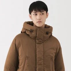 Outlet Muji Chaqueta con capucha de plumón para hombre – Marrón moka Marrón Moca
