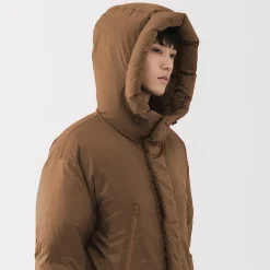 Outlet Muji Chaqueta con capucha de plumón para hombre – Marrón moka Marrón Moca