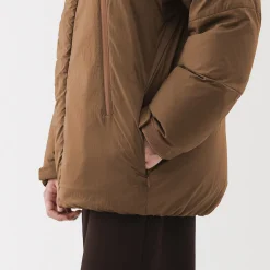 Outlet Muji Chaqueta con capucha de plumón para hombre – Marrón moka Marrón Moca