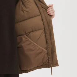 Outlet Muji Chaqueta con capucha de plumón para hombre – Marrón moka Marrón Moca