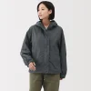 Muji Chaqueta con capucha plegable e impermeable para mujer