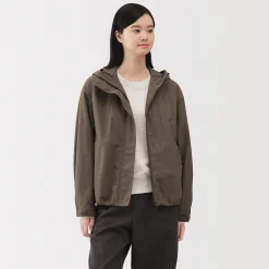 Muji Chaqueta con capucha plegable e impermeable para mujer