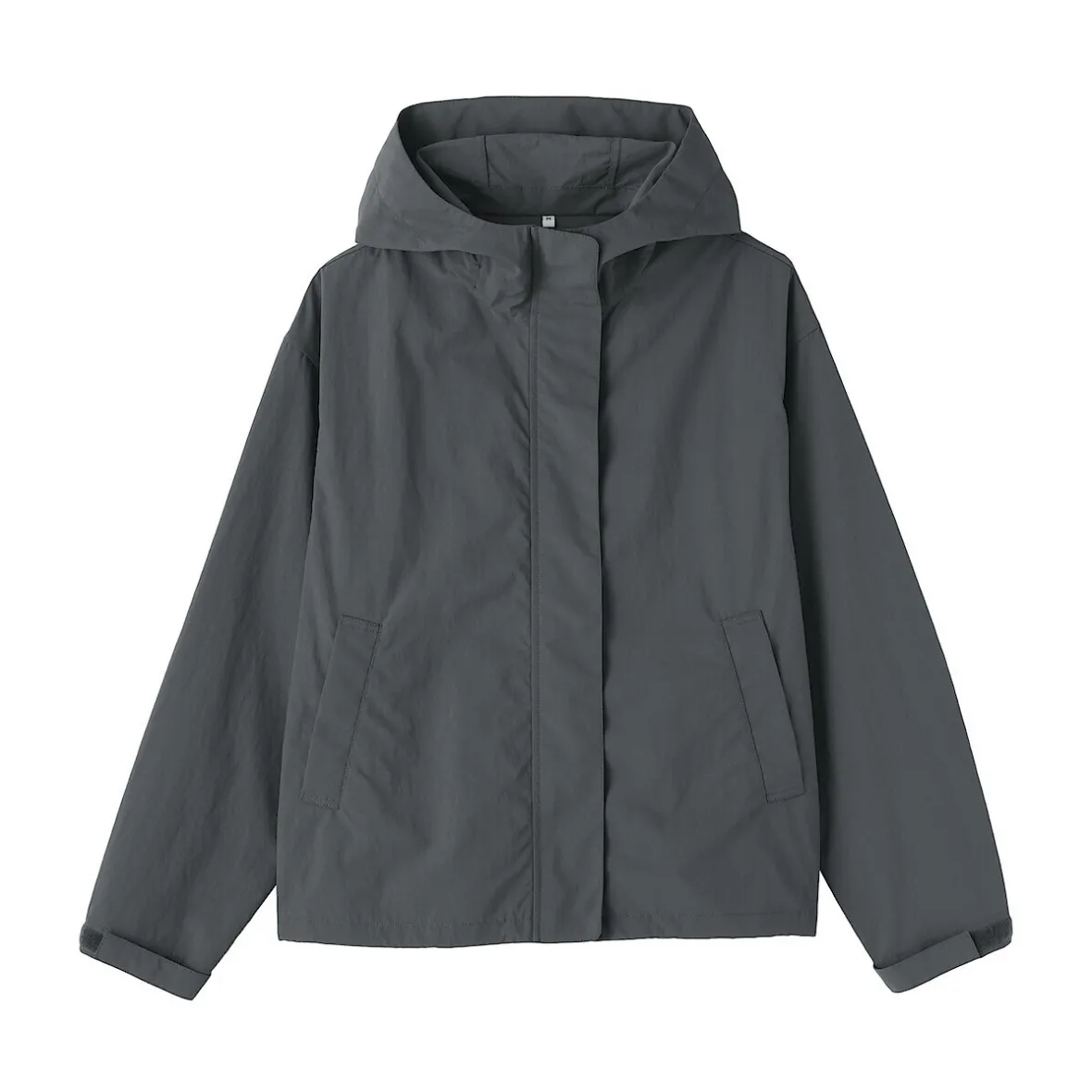 Muji Chaqueta con capucha plegable e impermeable para mujer