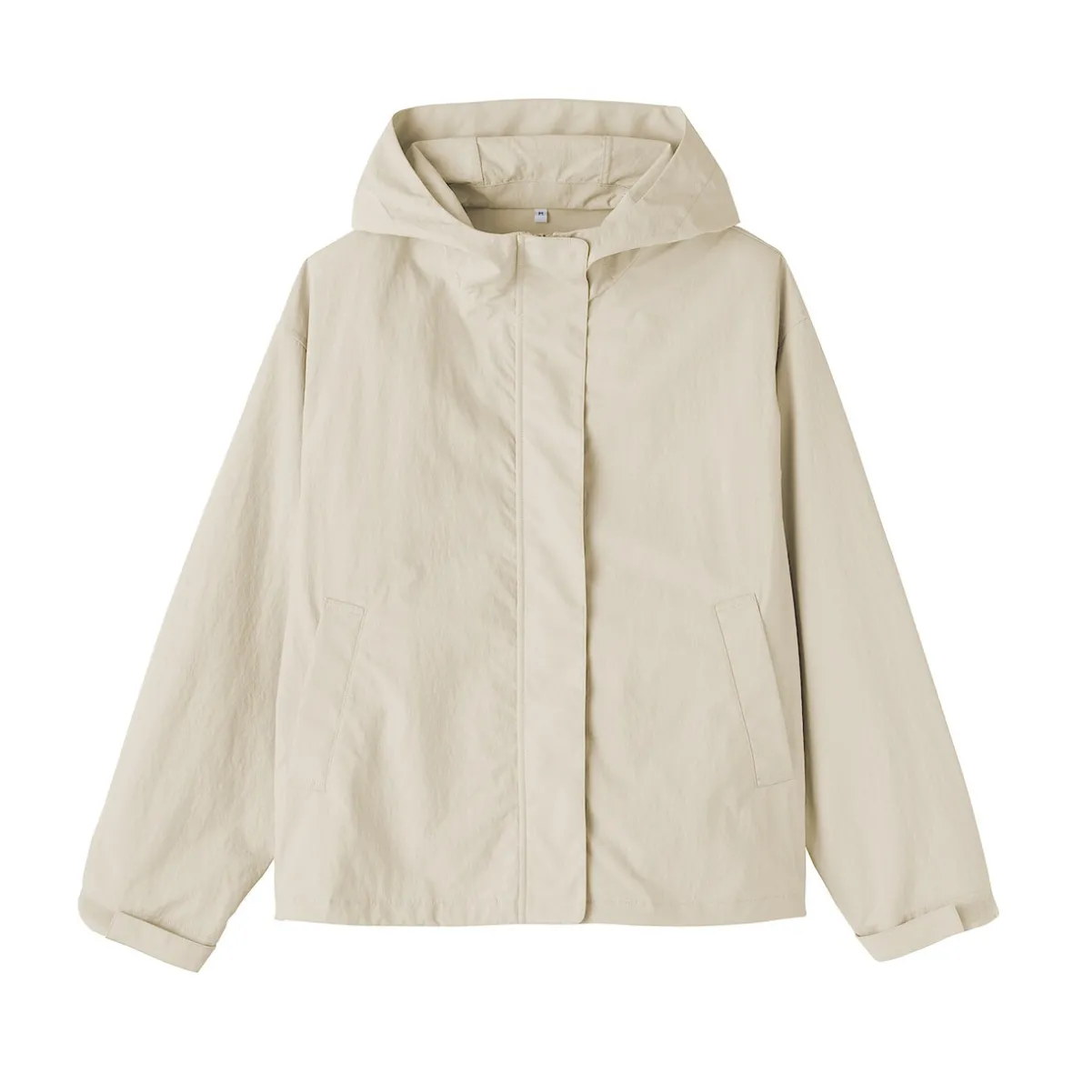 Muji Chaqueta con capucha plegable e impermeable para mujer