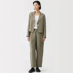 Clearance Muji Chaqueta corta de lino y lyocell para mujer