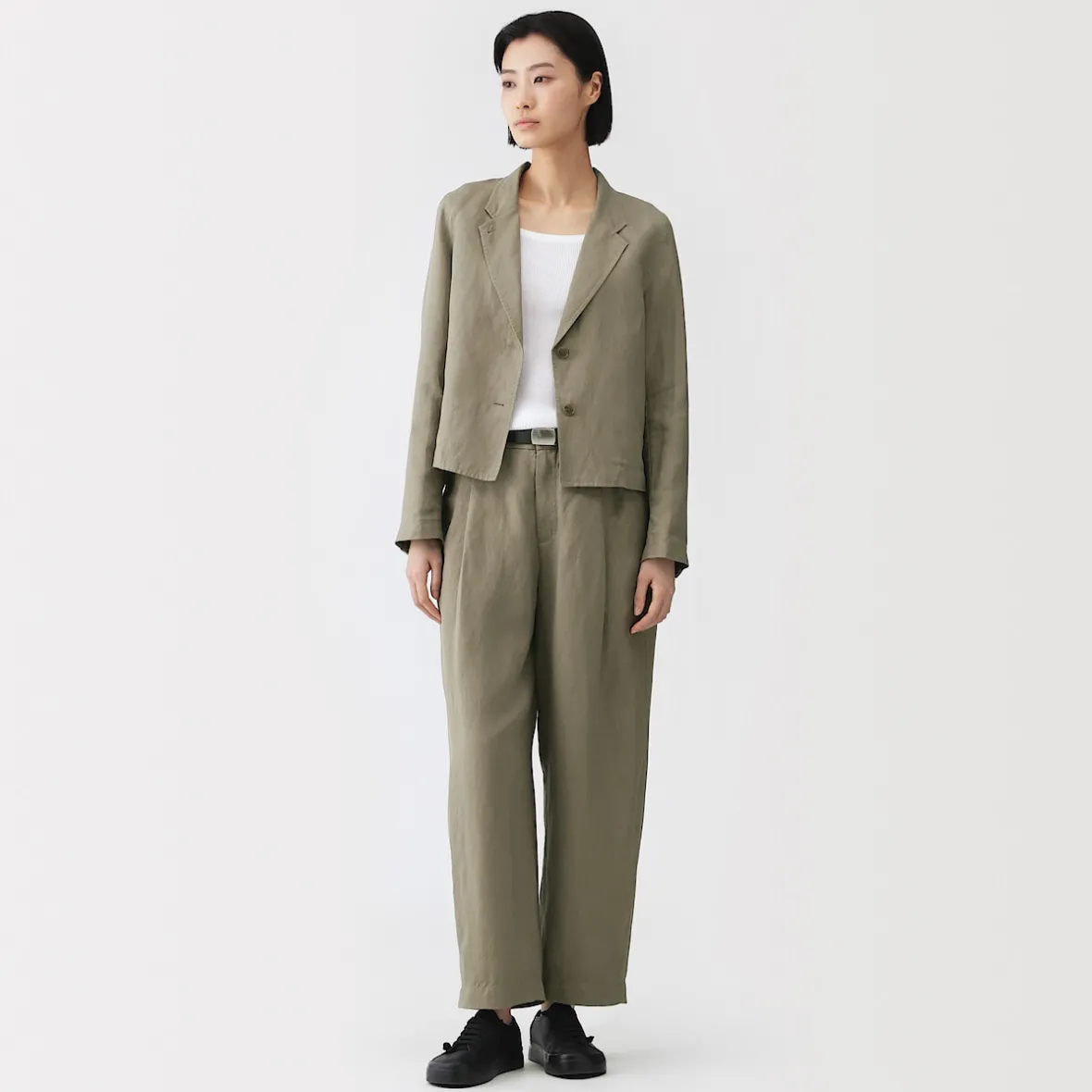 Clearance Muji Chaqueta corta de lino y lyocell para mujer