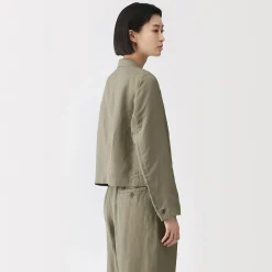 Clearance Muji Chaqueta corta de lino y lyocell para mujer
