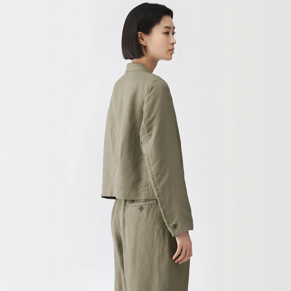 Clearance Muji Chaqueta corta de lino y lyocell para mujer