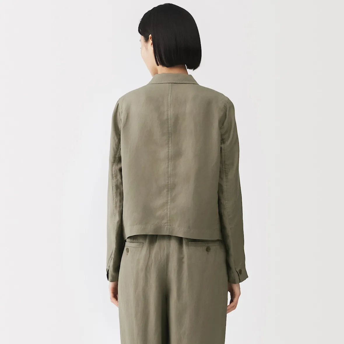 Clearance Muji Chaqueta corta de lino y lyocell para mujer