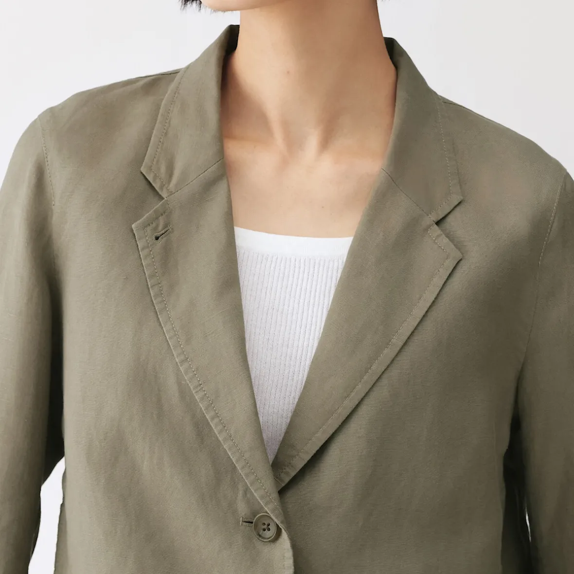 Clearance Muji Chaqueta corta de lino y lyocell para mujer
