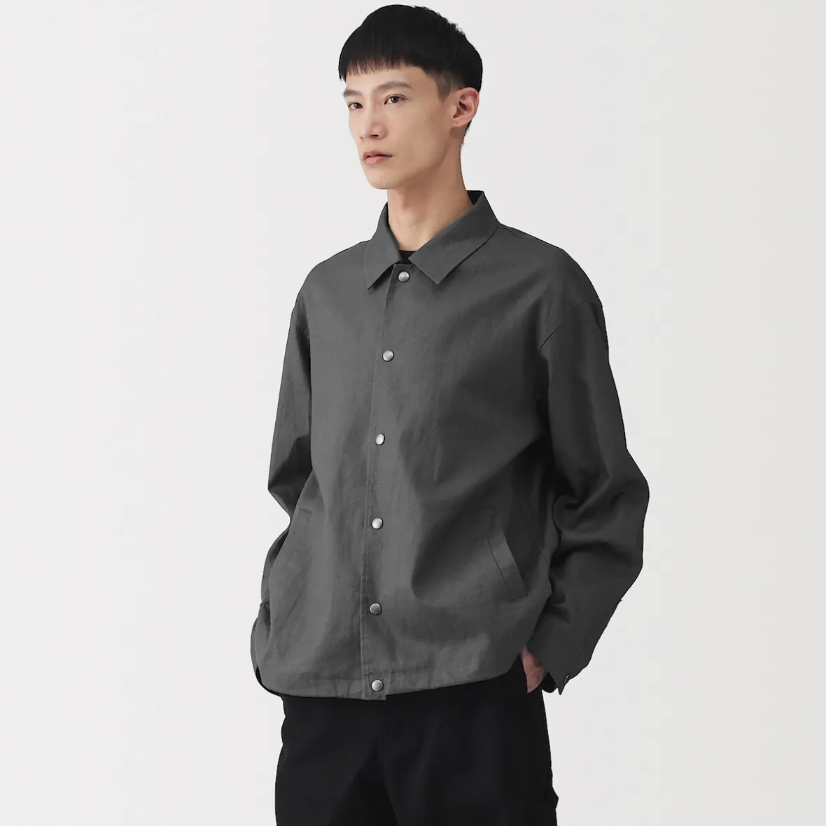 Sale Muji Chaqueta de lino con cordón para hombre