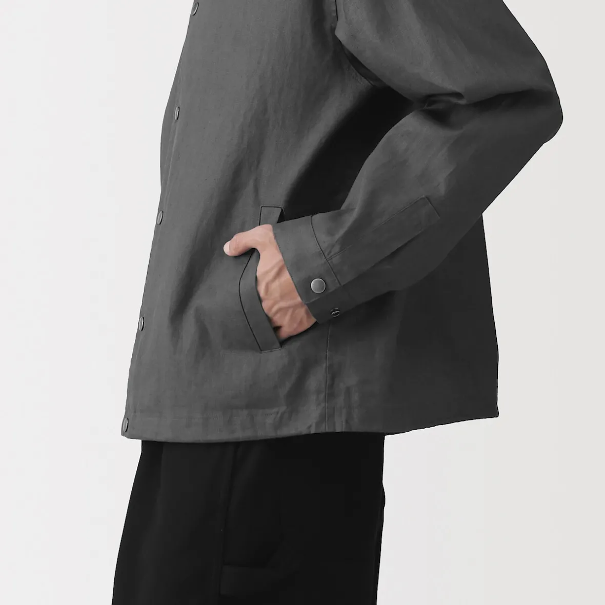 Sale Muji Chaqueta de lino con cordón para hombre