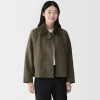 Online Muji Chaqueta de pana con cuello alto repelente al agua para mujer
