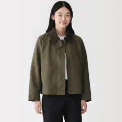 Online Muji Chaqueta de pana con cuello alto repelente al agua para mujer