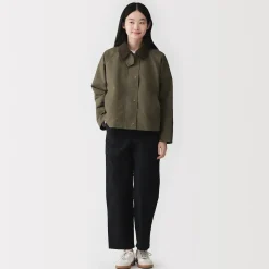 Online Muji Chaqueta de pana con cuello alto repelente al agua para mujer