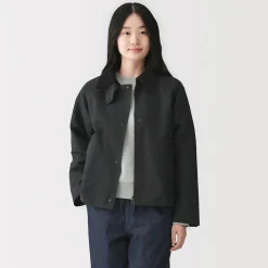 Online Muji Chaqueta de pana con cuello alto repelente al agua para mujer