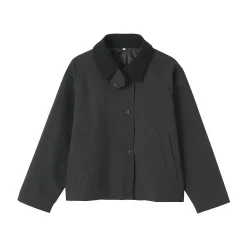 Online Muji Chaqueta de pana con cuello alto repelente al agua para mujer