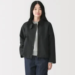 Online Muji Chaqueta de pana con cuello alto repelente al agua para mujer