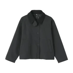 Online Muji Chaqueta de pana con cuello alto repelente al agua para mujer