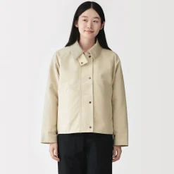 Online Muji Chaqueta de pana con cuello alto repelente al agua para mujer